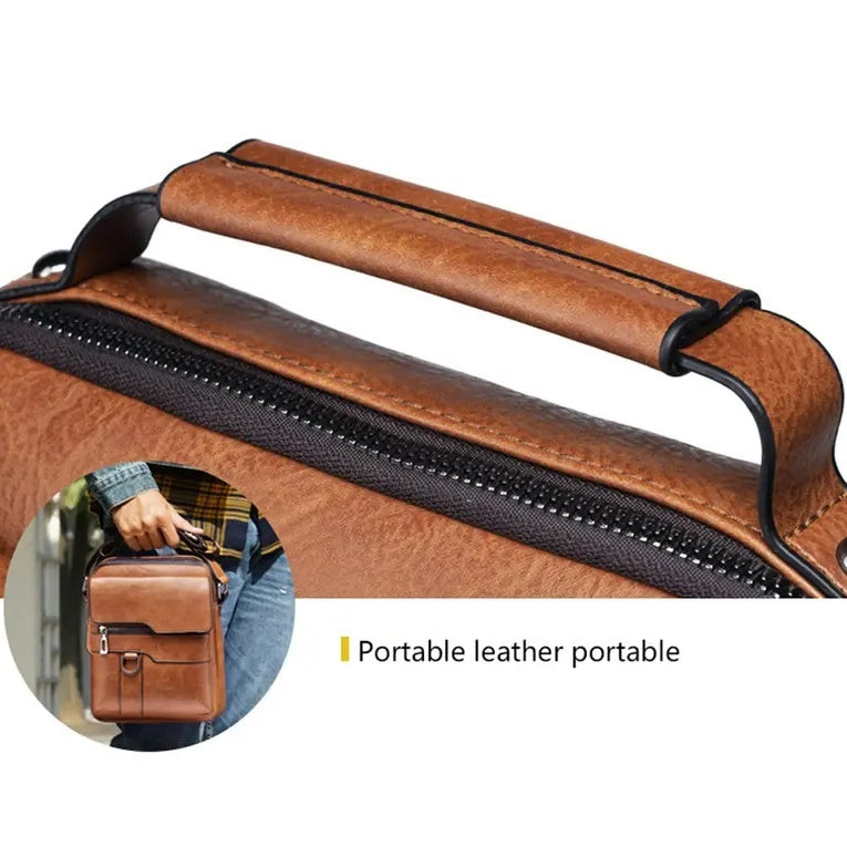 Retro Brown Vertical Backpack with Multiple Compartments