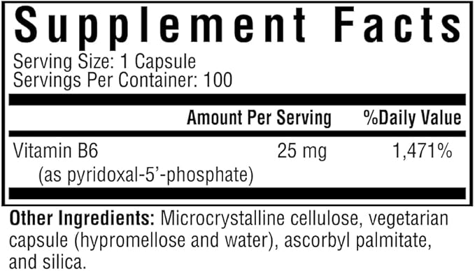 Seeking Health P-5-P (Pyridoxal 5-Phosphate) - Immune Health & Homocysteine Metabolism Support - Support Energy Production with Bioavailable Vitamin B6-25, 100 Capsules