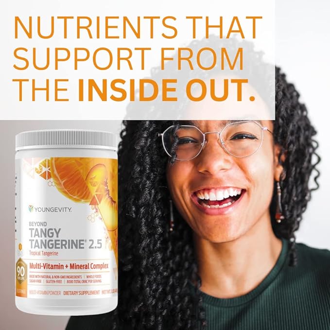 Youngevity Beyond Tangy Tangerine 2.5 Tropical Tangerine Ultimate Multi-Vitamin & Mineral Complex - Made With Natural & Whole Foods | 8,000 ORAC (6)