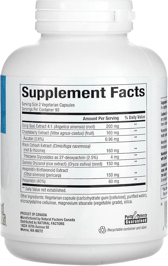 WomenSense MenoSense by Natural Factors, Natural Supplement to Help Improve Menopause Symptoms, Vegan, Non-GMO, 180 Capsules