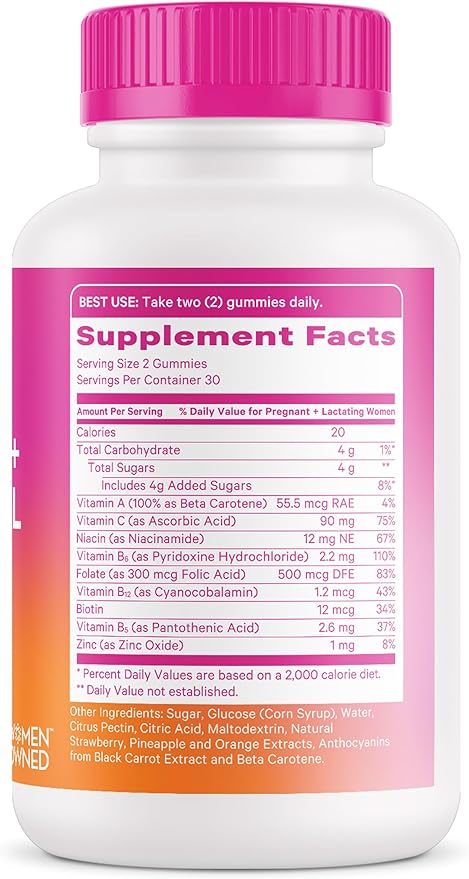 Pink Stork Prenatal + Postnatal Gummy Vitamins for Women - Multivitamin for Pregnancy + Postpartum Recovery - 60 Gummies