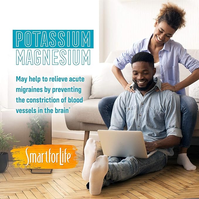SMART FOR LIFE Magnesium Potassium Supplement – High Absorption Magnesium Complex – Magnesium and Potassium for Vascular Health, Leg Cramps, Magnesium for Sleep – Gluten-Free - 30 Vegan Capsules