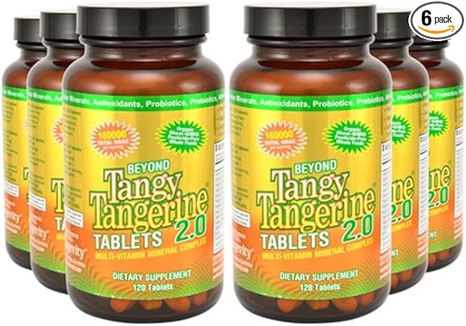 Youngevity Beyond Tangy Tangerine 2.0 Multi-Vitamin & Mineral Complex - Made with Natural & Whole Foods | 160,000 ORAC | 120 Tablets - 6-Pack
