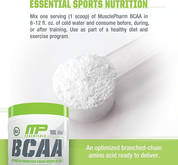 MusclePharm Essentials BCAA Powder, Pre & Post Workout Recovery Drink, Supports Muscle Recovery & Energy, Essential Amino Acids, 30 Serv, Fruit Punch