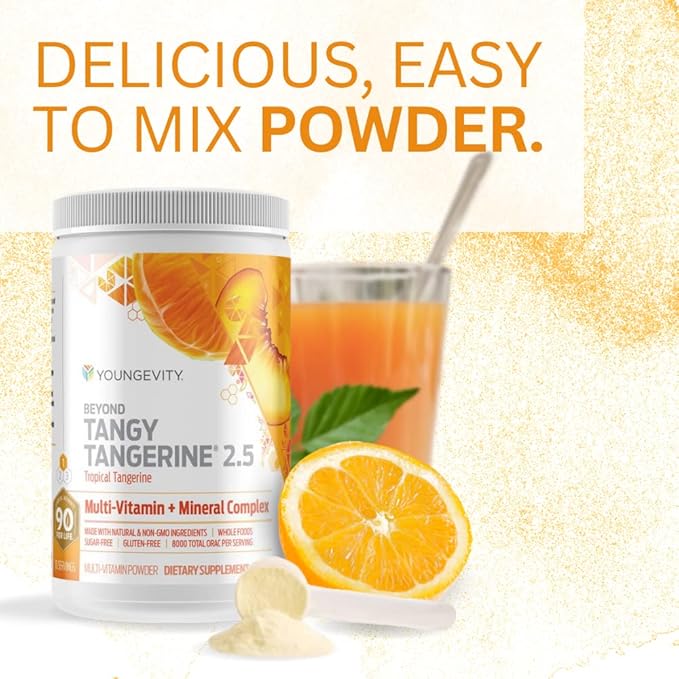 Youngevity Beyond Tangy Tangerine 2.5 Tropical Tangerine Ultimate Multi-Vitamin & Mineral Complex - Made With Natural & Whole Foods | 8,000 ORAC (6)