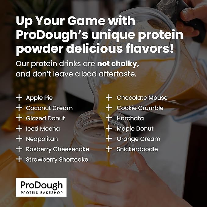 ProDough Gourmet Whey Isolate Hydrolized Protein Powder for Shake Mix- Easy Digest Enzyme Blend, 25g Protein per Serving, Natural Ingredients, Gluten Free, Keto Friendly (Neapolitan)