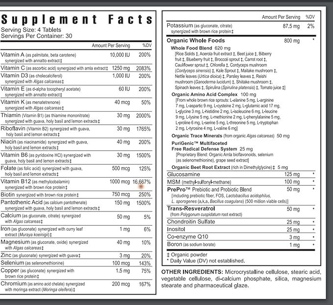 Youngevity Beyond Tangy Tangerine 2.0 Multi-Vitamin & Mineral Complex - Made with Natural & Whole Foods | 160,000 ORAC | 120 Tablets - 6-Pack