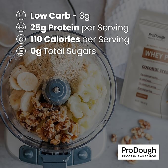 ProDough Gourmet Whey Isolate Hydrolized Protein Powder for Shake Mix- Easy Digest Enzyme Blend, 25g Protein per Serving, Natural Ingredients, Gluten Free, Keto Friendly (Neapolitan)