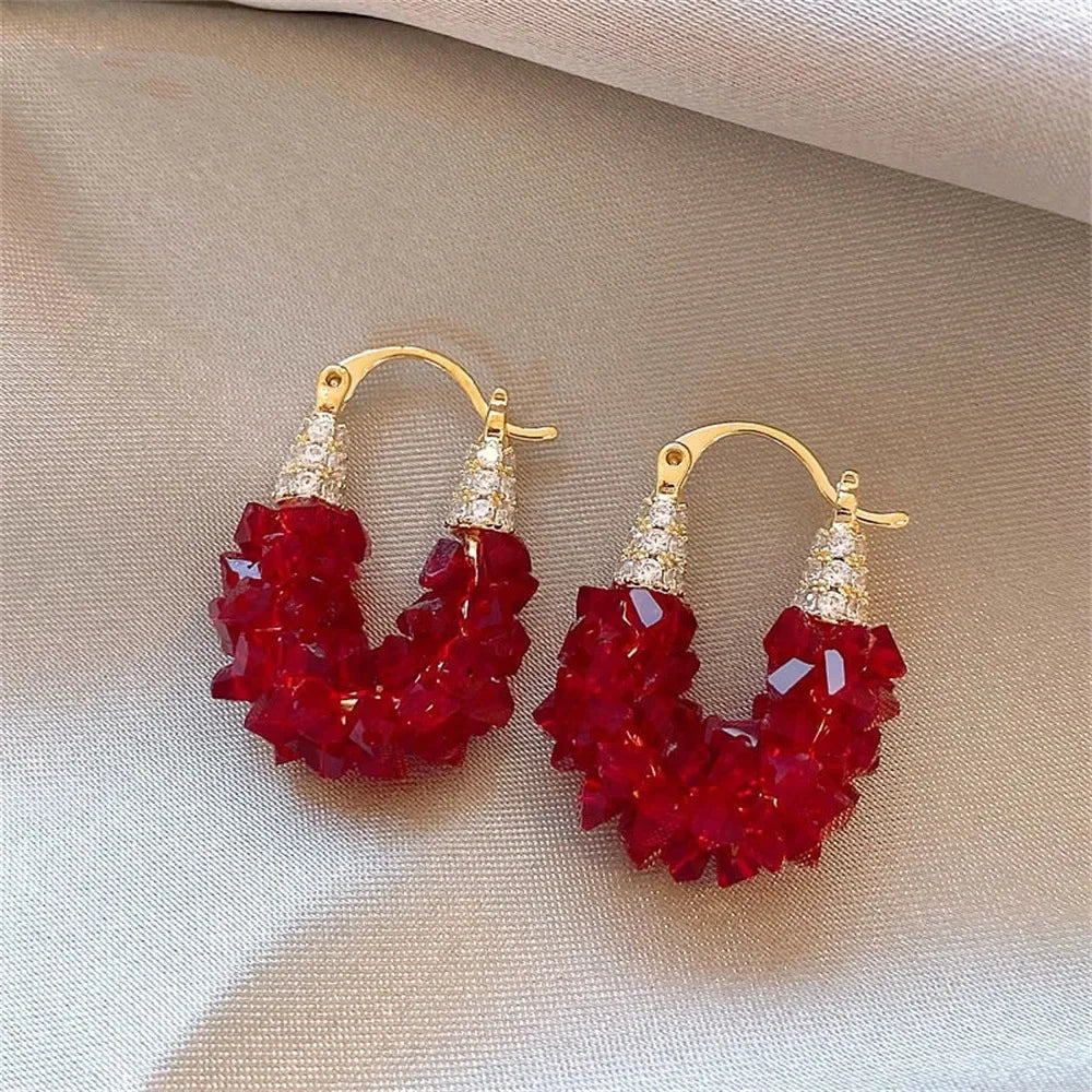 Women’s Green Crystal Earrings – Simple Luxury Temperament Style