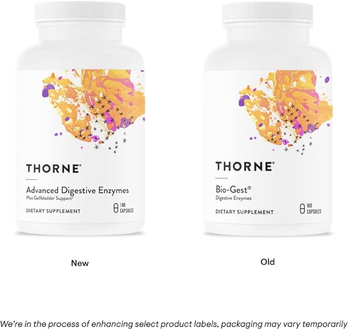 THORNE Advanced Digestive Enzymes (Formerly Bio-Gest) - Blend of Digestive Enzymes to Aid Digestion - Gut Health Support with Pepsin, Ox Bile, Pancreatin - 180 Capsules - 90 Servings