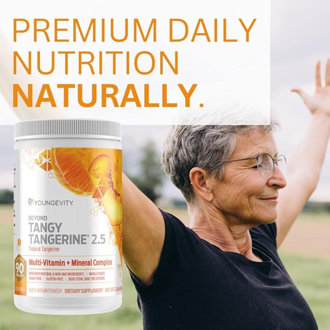 Youngevity Beyond Tangy Tangerine 2.5 Tropical Tangerine Ultimate Multi-Vitamin & Mineral Complex - Made With Natural & Whole Foods | 8,000 ORAC (6)