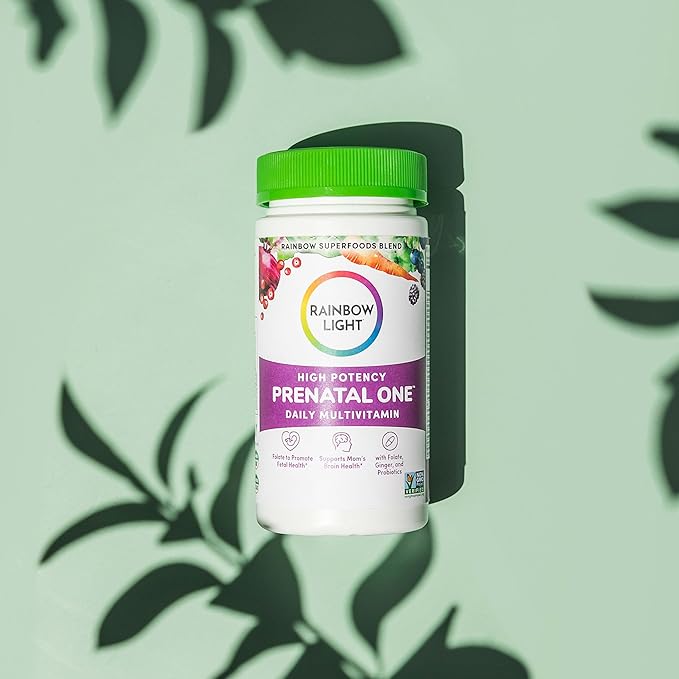 Rainbow Light Prenatal One High Potency Daily Multivitamin with Folate, Ginger and Probiotics; Supports Mom and Baby from Conception to Nursing; Vegan, 150 Tablets,* Pack May Vary
