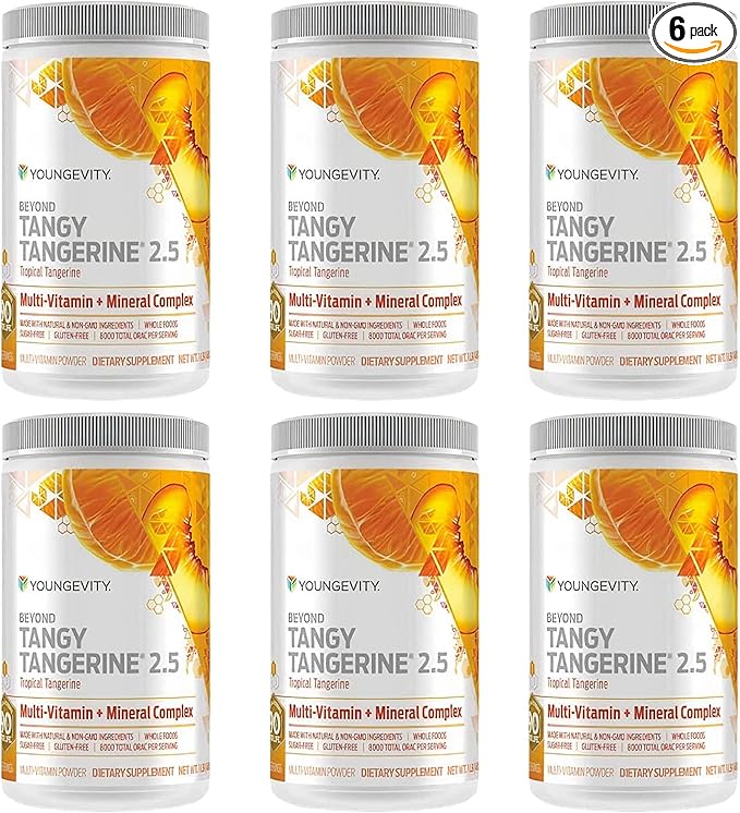 Youngevity Beyond Tangy Tangerine 2.5 Tropical Tangerine Ultimate Multi-Vitamin & Mineral Complex - Made With Natural & Whole Foods | 8,000 ORAC (6)