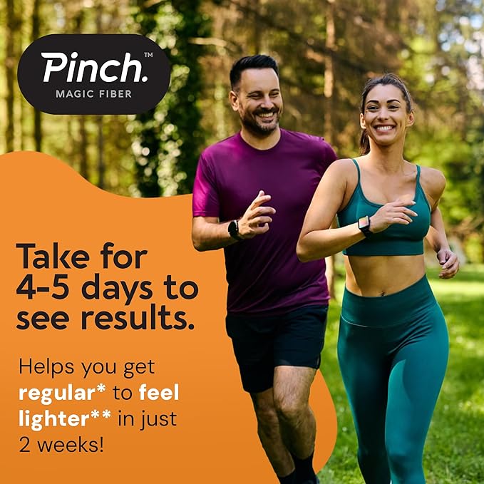 Pinch Magic Fiber | Prebiotic Fiber Supplement for Women & Men | Psyllium Husk Powder for Digestive & Gut Health Support | Keto, Vegan, Sugar Free Fiber Powder | USA-Made | Tropical, 28-Day Supply