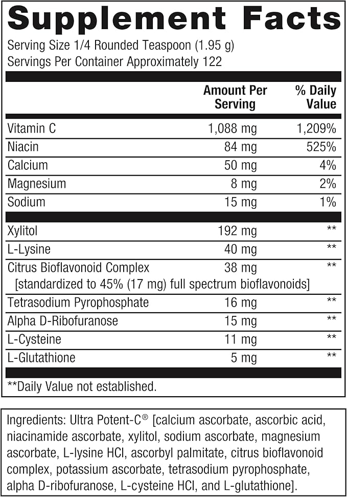 Metagenics Ultra Potent-C Powder - Immune Support Supplements* - Gentle On Stomach - with Bioflavonoids, L-Glutathione & L-Lysine - Non-GMO - Gluten-Free - 8.39 oz