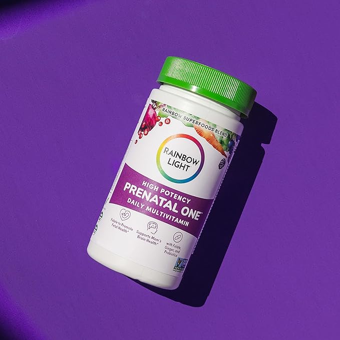 Rainbow Light Prenatal One High Potency Daily Multivitamin with Folate, Ginger and Probiotics; Supports Mom and Baby from Conception to Nursing; Vegan, 150 Tablets,* Pack May Vary