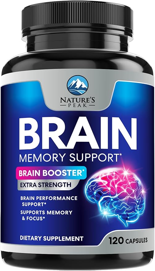 Brain Supplement Memory Pills - Nootropics Support for Concentration, Clarity, Energy & Focus - Brain Health with Bacopa, Cognitive Vitamins, Phosphatidylserine, DMAE - Brain Booster - 120 Capsules