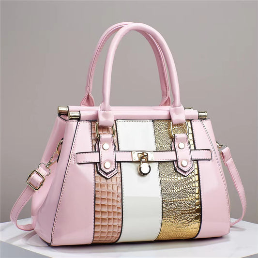 Lizard Pattern Bright Leather Shoulder Bag.