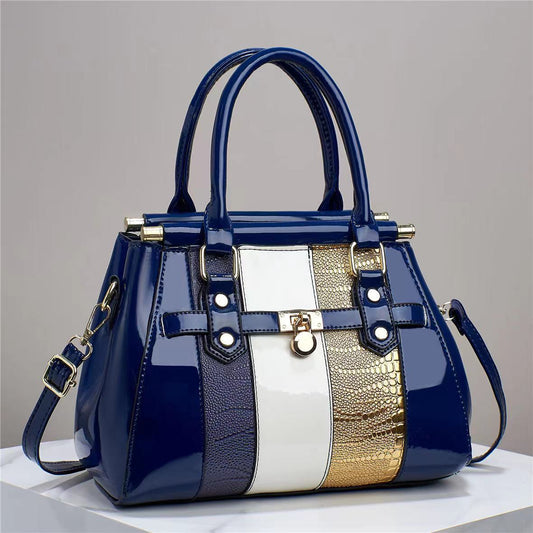 Lizard Pattern Bright Leather Shoulder Bag.