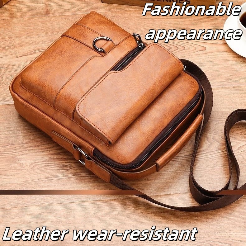Retro Brown Vertical Backpack with Multiple Compartments